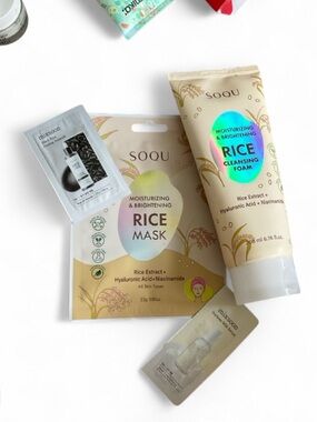 mixsoon  k beauty bundle  - black rice peeling ampoule, soybean serum, cleanser